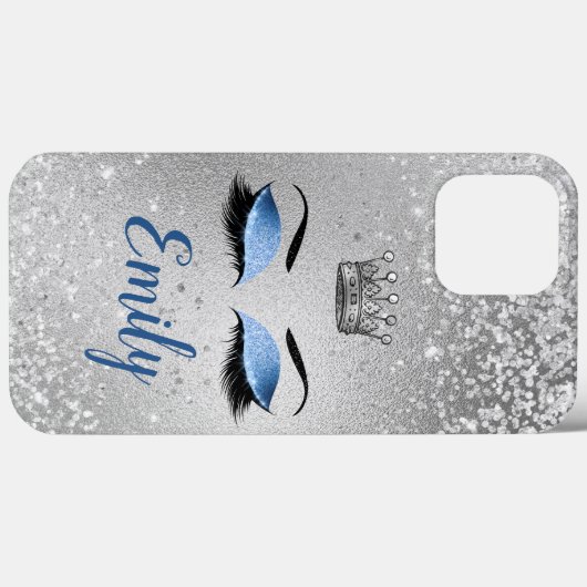 Ocean Blush Blue Glitter Eyes Monogram Case-Mate iPhone Case (Achterkant (horizontaal))