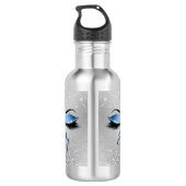 Ocean Blush Blue Glitter Eyes Monogram Waterfles (Achterkant)