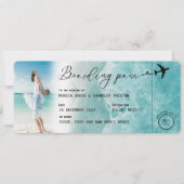 Ocean Boarding Pass Bestemming Bruiloft QR-code Kaart (Voorkant)