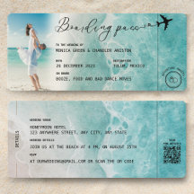 Ocean Boarding Pass Bestemming Bruiloft QR-code