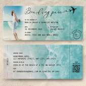 Ocean Boarding Pass Bestemming Bruiloft QR-code Kaart