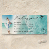 Ocean Boarding Pass Bestemming Bruiloft QR-code Kaart