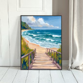 Ocean Boardwalk | Beach Waves Coastal Poster