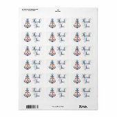 Ocean Boat Anchor Blue Nautical Dank je Etiket (Full Sheet)