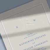 Ocean Boat Faux reliëf Moderne klassieke bruiloft Kaart