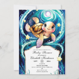 Ocean Boho Turtle Baby shower Kaart