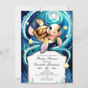Ocean Boho Turtle Baby shower Kaart
