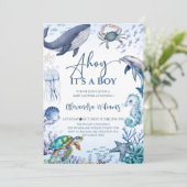 Ocean Boy Baby shower Uitnodiging (Staand voorkant)