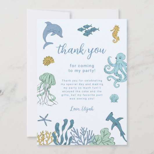 Ocean Boy Verjaardagsfeestje Bedankkaart (Voorkant)