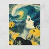 Ocean Brain Waves mixed media Collage Briefkaart (Voorkant)