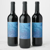 Ocean Breeze 3 Blue Abstract Wine Bottle Label Wijn Etiket (Flessen)