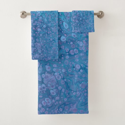 Ocean Breeze 3 Blue Purple Abstract Bath Towel Set Bad Handdoek (Insitu)
