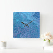 Ocean Breeze 3 Blue Purple Abstract Wall Clock Vierkante Klok (Huis)