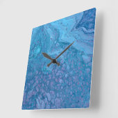 Ocean Breeze 3 Blue Purple Abstract Wall Clock Vierkante Klok (Hoek)