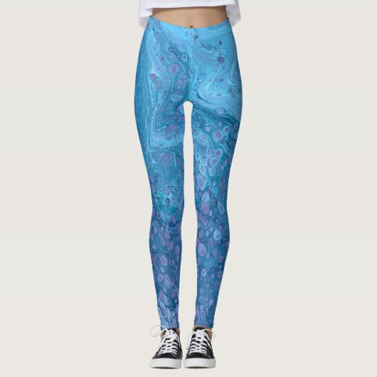 Ocean Breeze 3 Soft Blue Purple Abstract Leggings (Voorkant)