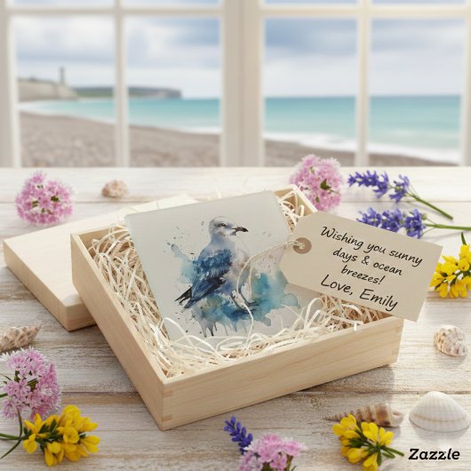Ocean Breeze: aquarelWSeagull Glazen Onderzetter
