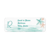Ocean Breeze Beach bruiloft Monogram Adres Label (Voorkant)