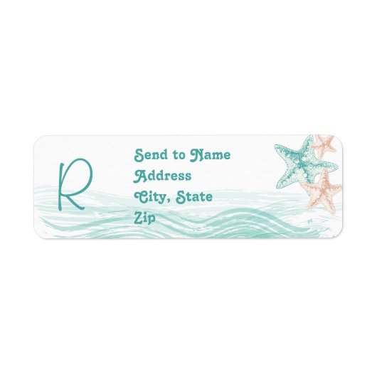 Ocean Breeze Beach bruiloft Monogram Adres Label (Voorkant)