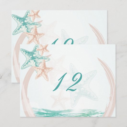 Ocean Breeze Beach bruiloft Table Number Briefkaart (Voorkant / Achterkant)