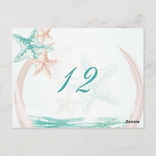 Ocean Breeze Beach bruiloft Table Number Briefkaart (Achterkant)
