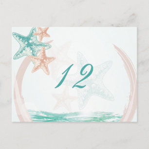 Ocean Breeze Beach bruiloft Table Number Briefkaart
