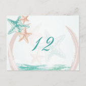 Ocean Breeze Beach bruiloft Table Number Briefkaart (Voorkant)