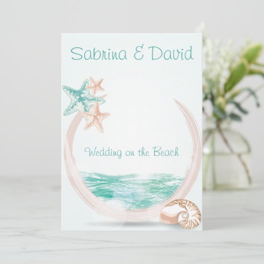 Ocean Breeze Beach Wedding Kaart (Staand voorkant)