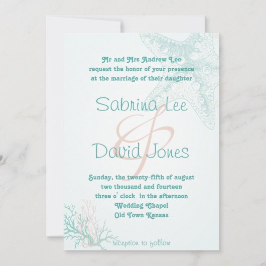 Ocean Breeze Beach Wedding Kaart (Achterkant)