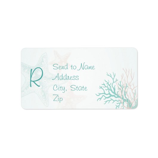 Ocean Breeze Beach Wedding Monogram Etiket (Voorkant)