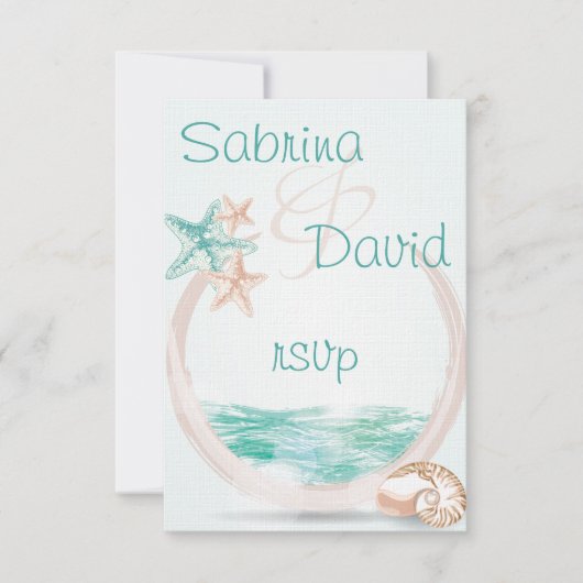 Ocean Breeze Beach Wedding RSVP Kaartje (Voorkant)
