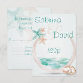 Ocean Breeze Beach Wedding RSVP Kaartje (Voorkant / Achterkant)