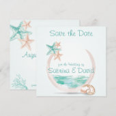 Ocean Breeze Beach Wedding Save the Date (Voorkant / Achterkant)