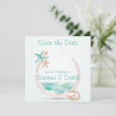 Ocean Breeze Beach Wedding Save the Date (Staand voorkant)