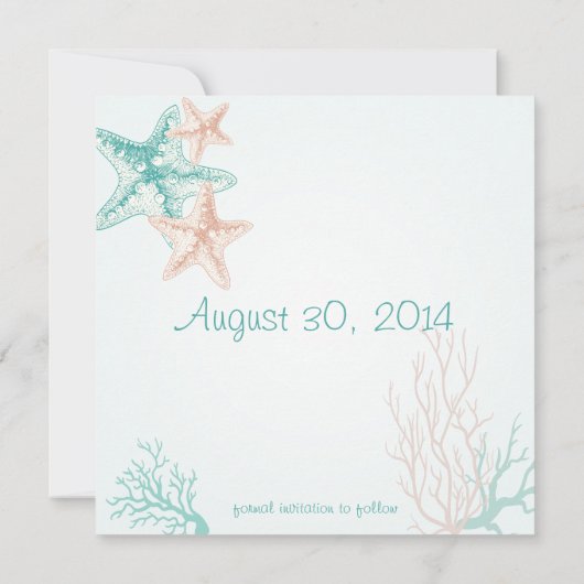 Ocean Breeze Beach Wedding Save the Date (Achterkant)