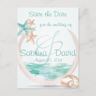 Ocean Breeze Beach Wedding Save the Date Aankondigingskaart