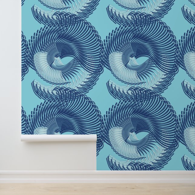 Ocean Breeze Blauw Abstract Behang (Applicatie)