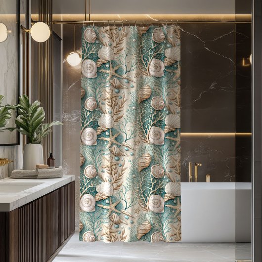 Ocean Breeze Curtain Trendy Coastal Bath Accent Douchegordijn