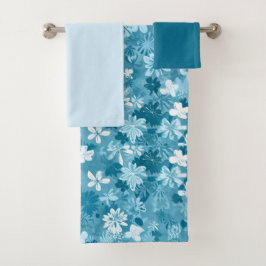 Ocean Breeze Floral Turquoise Botanical Bad Handdoek