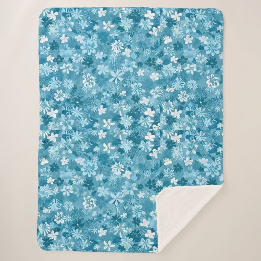 Ocean Breeze Floral Turquoise Botanical Sherpa Deken (Voorkant)