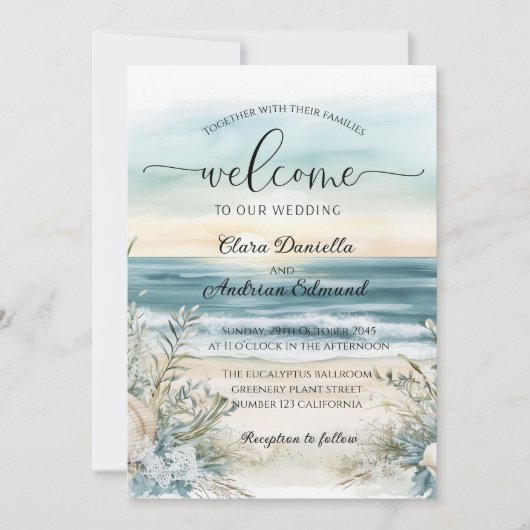 Ocean Breeze Huwelijksuitnodiging Aankondiging (Voorkant)