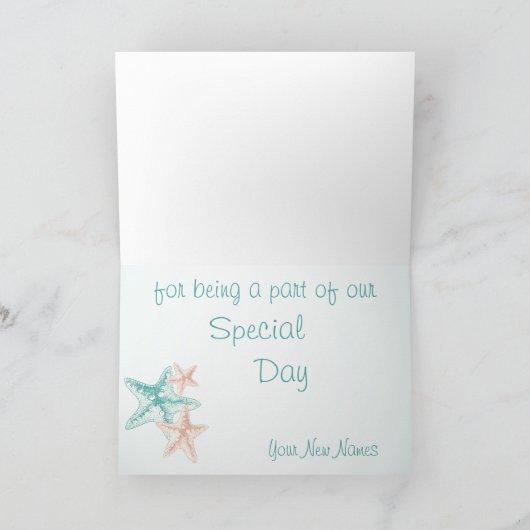 Ocean Breeze Strand Bruiloft Dank Je Bedankkaart (Binnen)