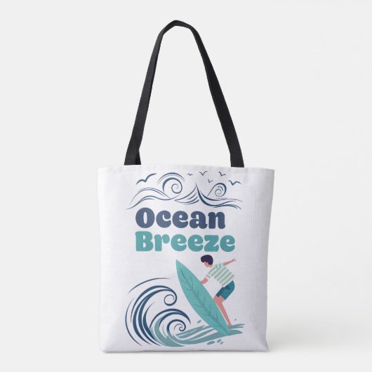 Ocean Breeze Surf Art Canvas tas (Achterkant)