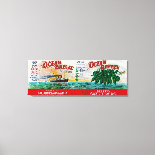 Ocean Breeze Sweet Peas Label Canvas Afdruk (Voorkant)