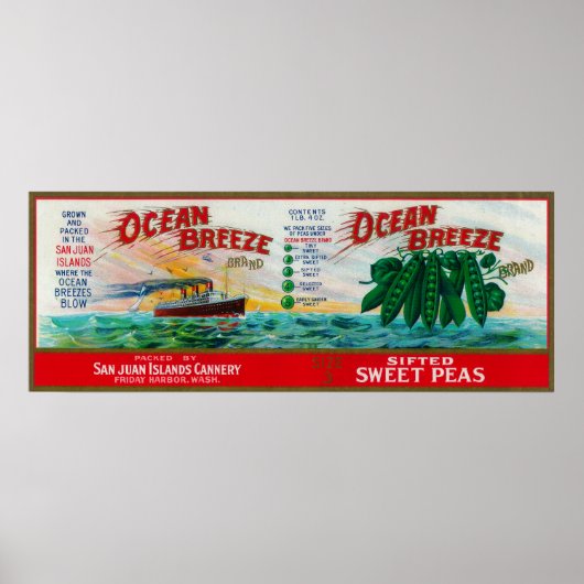 Ocean Breeze Sweet Peas Label Poster (Voorkant)