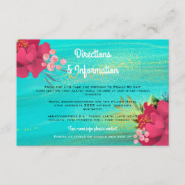 Ocean Breeze Tropisch Goud Bloemen Bruiloft info Informatiekaartje