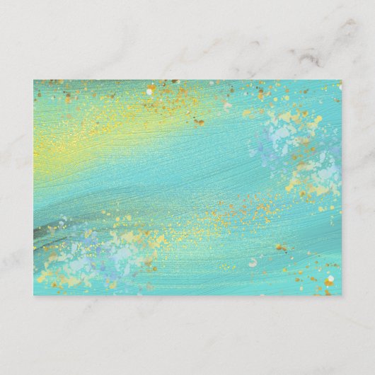 Ocean Breeze Tropisch Goud Bloemen Bruiloft info Informatiekaartje (Achterkant)