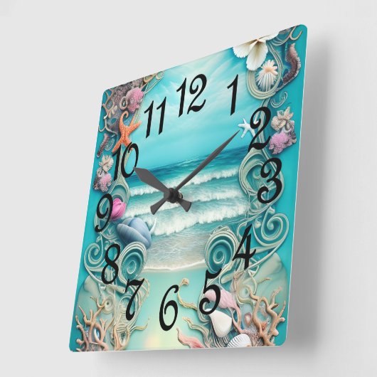 Ocean Breeze Vierkante Klok (Hoek)