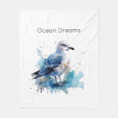 Ocean Breeze: Waterverf Zeemeeuw Fleece Deken (Voorkant)
