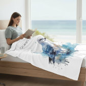 Ocean Breeze: Waterverf Zeemeeuw Fleece Deken