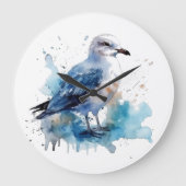 Ocean Breeze: Waterverf Zeemeeuw Grote Klok (Voorkant)
